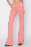 RISEN Full Size High Rise Side Slit Cargo Bootcut Jeans - Trendsi - Flyclothing LLC