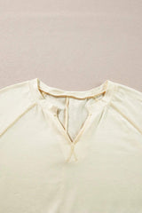 Slit Notched Long Sleeve Blouse - Trendsi - Flyclothing LLC