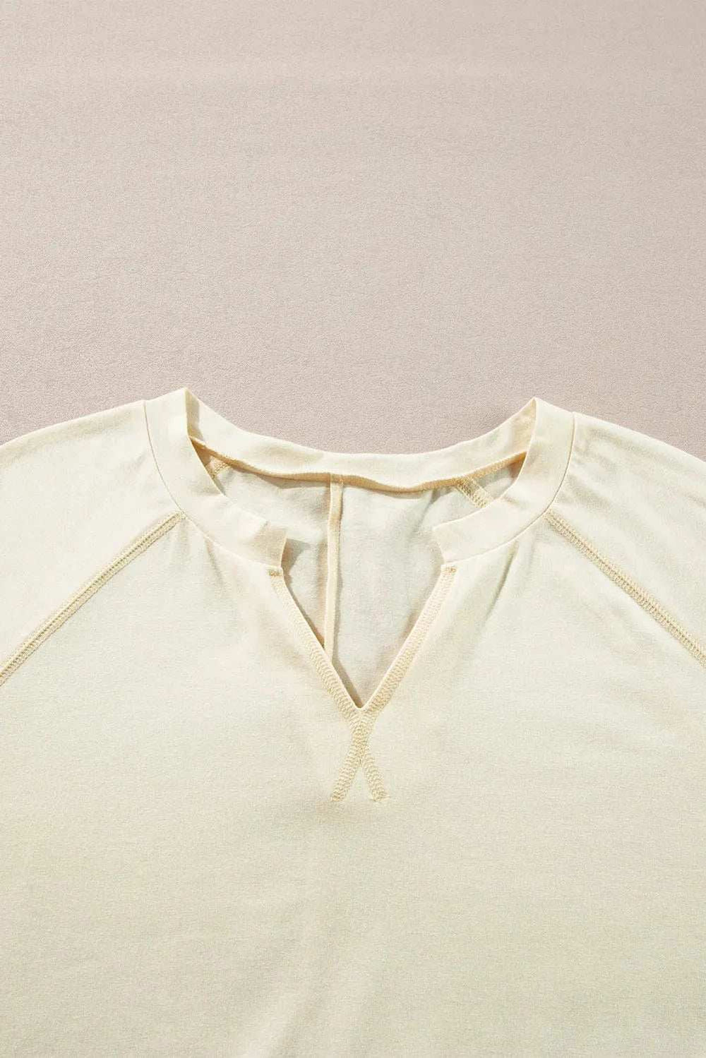 Slit Notched Long Sleeve Blouse - Trendsi - Flyclothing LLC