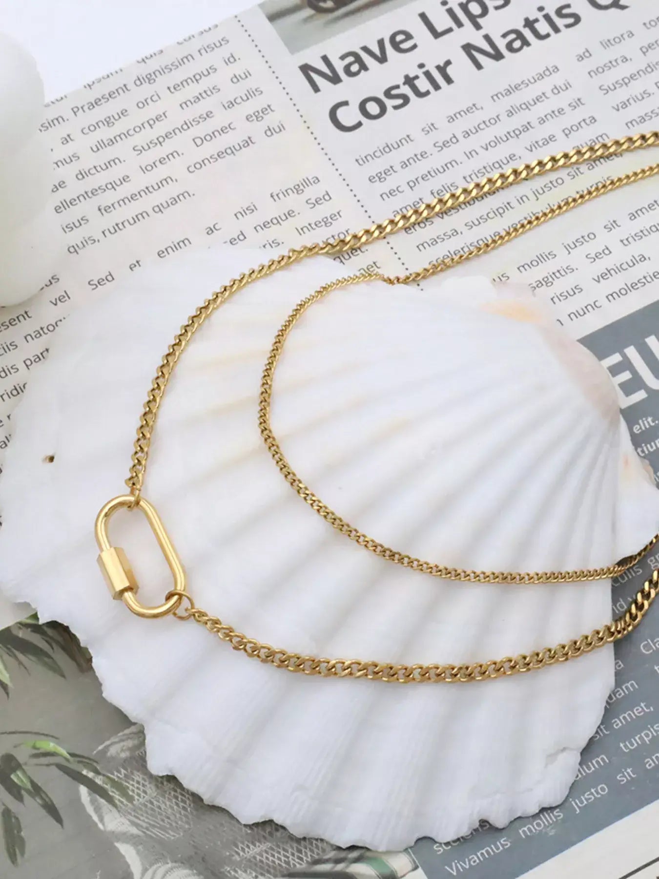 18K Gold-Plated Double Layered Necklace - Trendsi - Flyclothing LLC