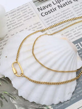 18K Gold-Plated Double Layered Necklace - Trendsi - Flyclothing LLC