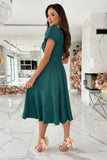 Surplice Puff Sleeve Midi Dress - Trendsi