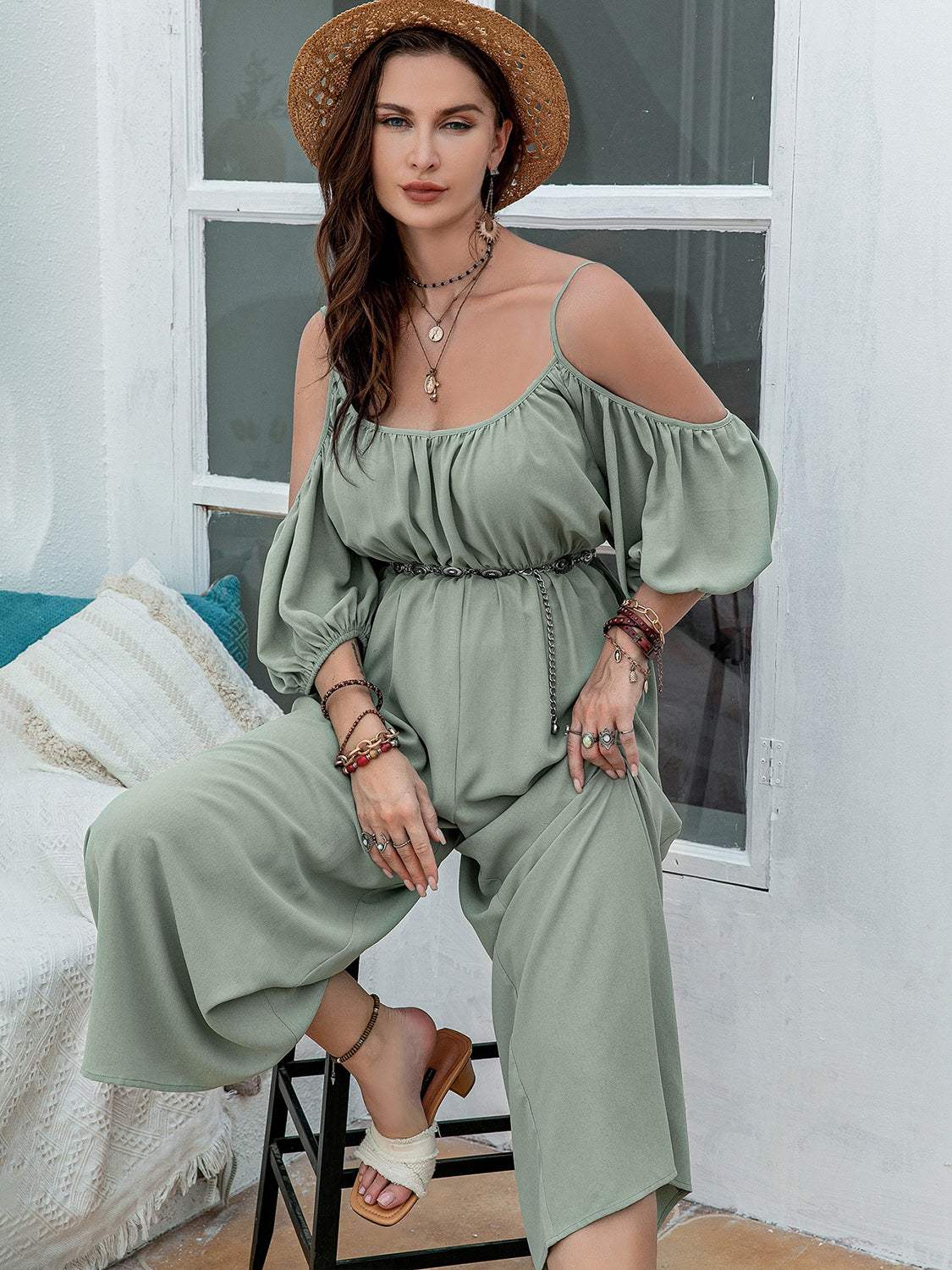 Spaghetti Strap Wide Leg Jumpsuit - Trendsi - Flyclothing LLC