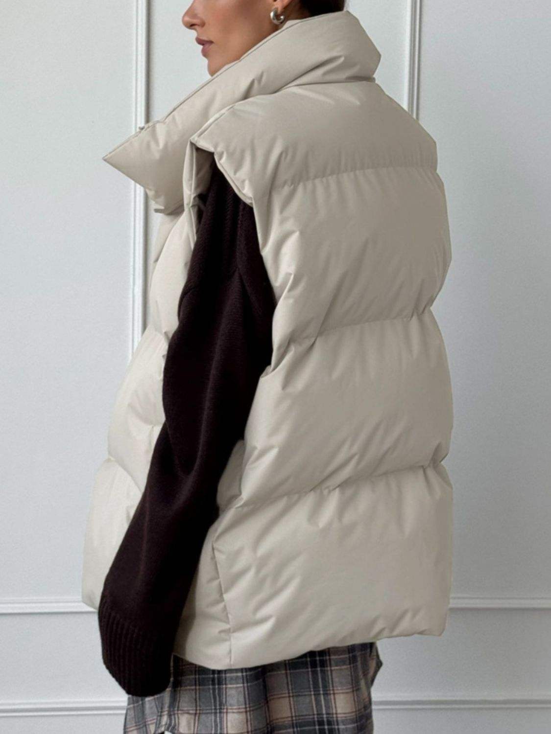 Zip Up Turtleneck Vest Coat - Trendsi - Flyclothing LLC