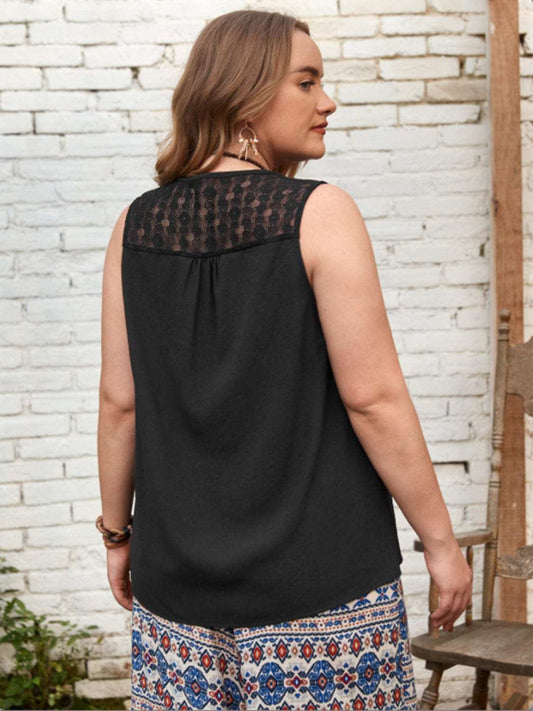 Plus Size V-Neck Tank - Trendsi - Flyclothing LLC