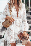 V-Neck Lace Cover-Up Dress - Trendsi