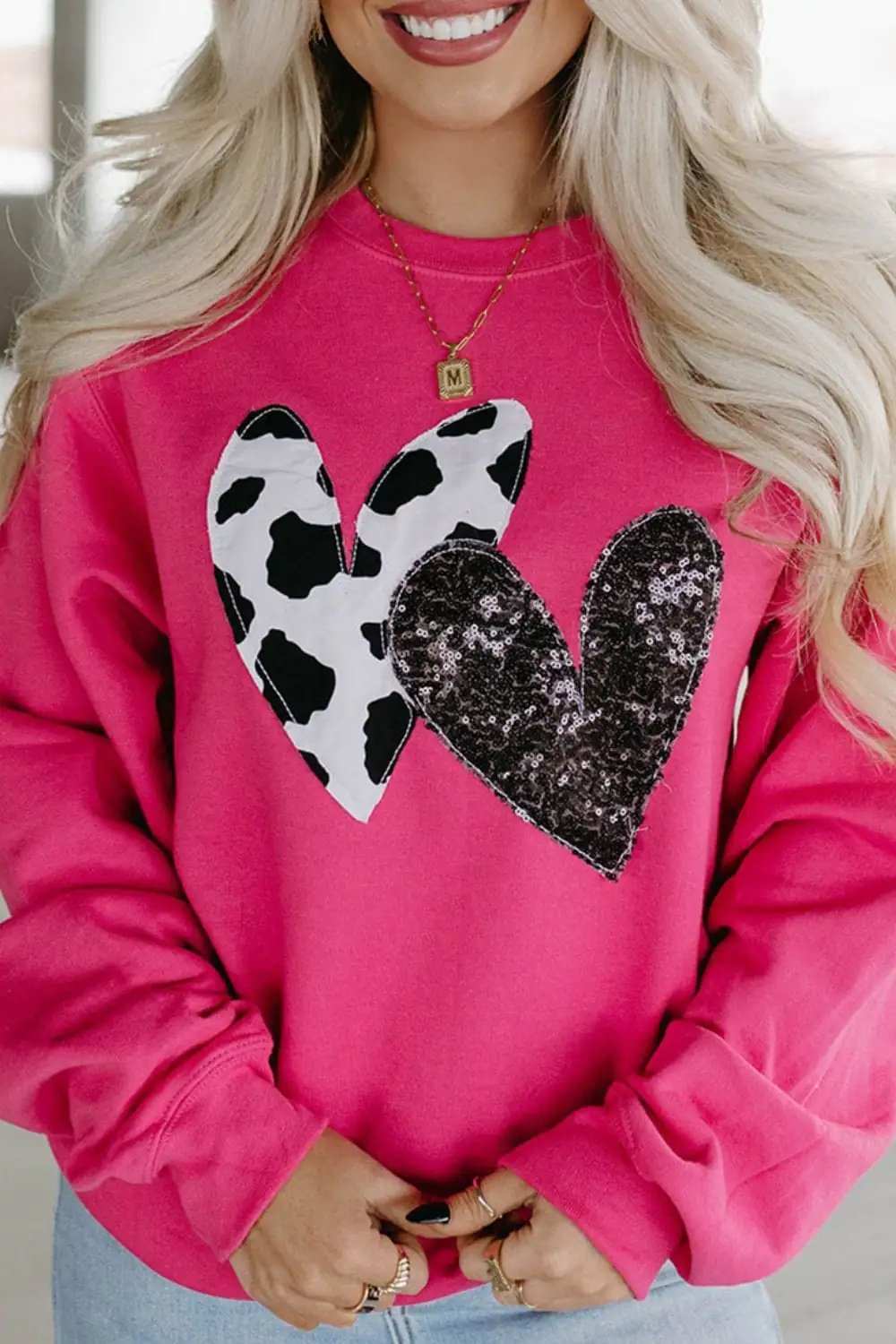 Heart Patch Long Sleeve Sweatshirt - Trendsi - Flyclothing LLC