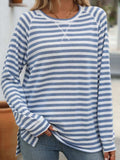 Striped Round Neck Long Sleeve T-Shirt - Trendsi - Flyclothing LLC