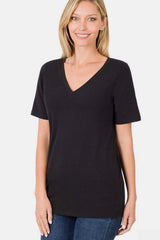 Zenana V-Neck Short Sleeve T-Shirt - Trendsi - Flyclothing LLC
