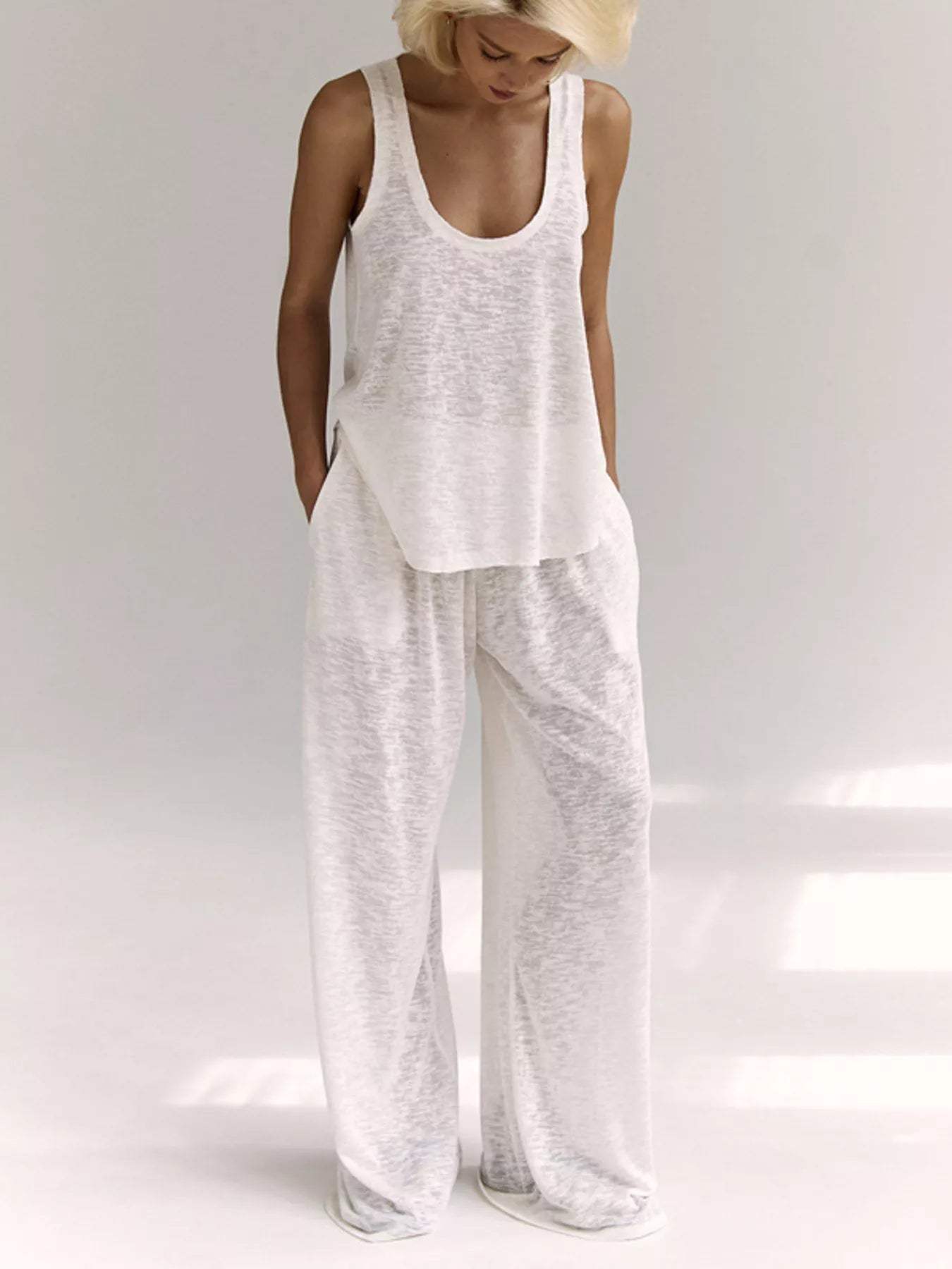 Wide Strap Tank and Pants Lounge Set - Trendsi - Flyclothing LLC