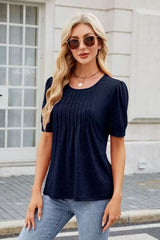 Round Neck Short Sleeve T-Shirt - Trendsi