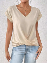 V-Neck Twist Front Top - Trendsi - Flyclothing LLC