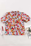 Printed Mock Neck Short Sleeve Blouse - Trendsi - Flyclothing LLC
