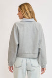 Umgee Full Size Half Zip Cropped Sweatshirt Plus Size - Trendsi