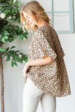 Heimish Full Size Animal Print Flutter Sleeve Blouse - Trendsi