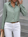 Button Up Collared Neck Long Sleeve Shirt - Trendsi - Flyclothing LLC
