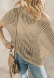 Openwork Round Neck Half Sleeve Knit Cover Up - Trendsi - Flyclothing LLC