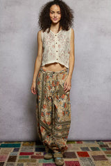 POL Floral Embroidered Cropped Crochet Vest - Trendsi - Flyclothing LLC