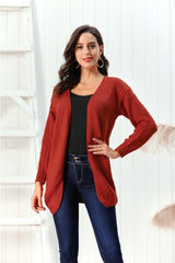 Open Front Long Sleeve Cardigan - Trendsi