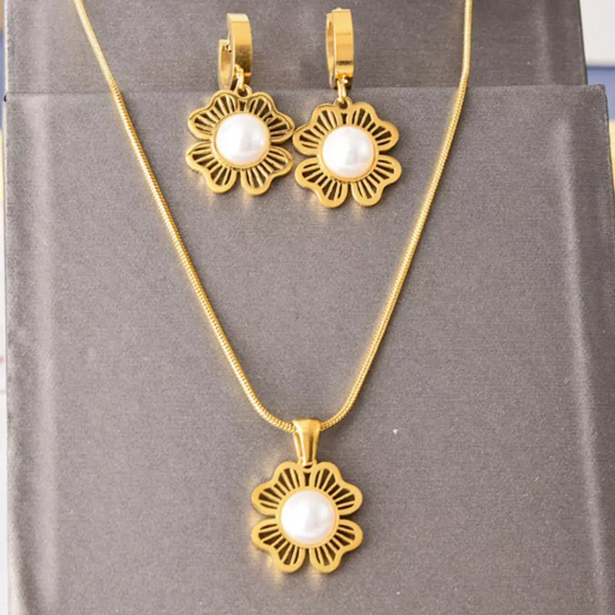 18K Gold-Plated Flower Jewelry Set - Trendsi - Flyclothing LLC