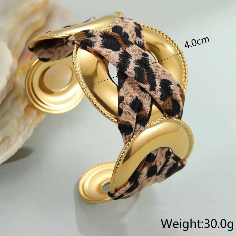 Leopard Ribbon 18K Gold-Plated Open Bracelet - Trendsi - Flyclothing LLC