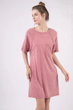 VERY J Washed Round Neck Mini Tee Dress - Trendsi