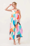 And The Why Tied Shoulder Straps Wide-Leg Geo Print Jumpsuit - Trendsi - Flyclothing LLC