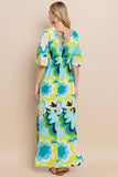 ODDI Floral Printed Slit Maxi Dress - Trendsi