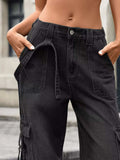 Wide Leg Cargo Jeans - Trendsi - Flyclothing LLC