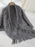 Fringe Open Front Half Sleeve Poncho - Trendsi
