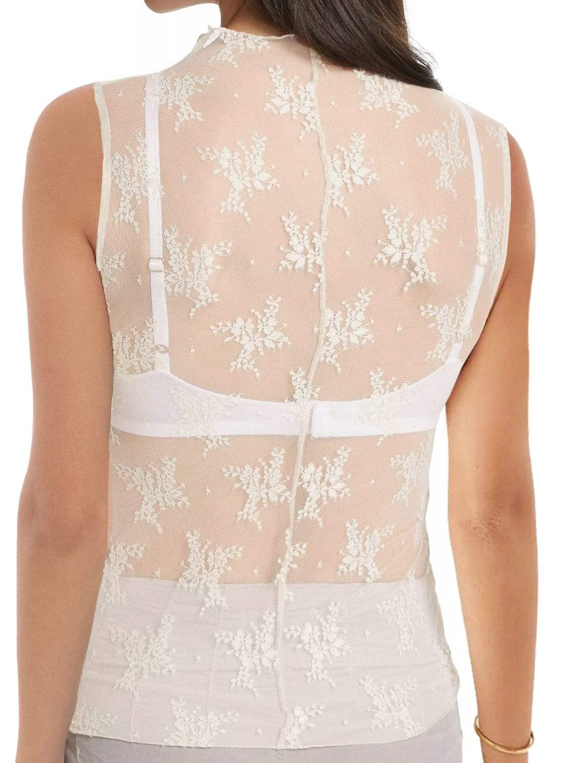 Lace Mock Neck Top - Trendsi - Flyclothing LLC