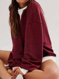 Contrast Dropped Shoulder Long Sleeve Sweatshirt - Trendsi - Flyclothing LLC