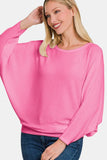 Zenana Ribbed Round Neck Long Sleeve Top - Trendsi - Flyclothing LLC