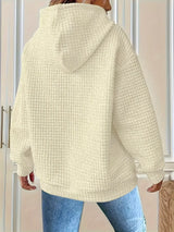 Textured Knit Drawstring Hoodie - Trendsi - Flyclothing LLC