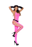 Elegant Memories Neon Pink Bodystocking W/ Cutout Sides 8914