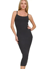 Zenana Ribbed Bodycon Midi Dress - Trendsi - Flyclothing LLC