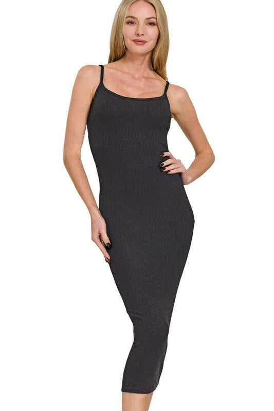 Zenana Ribbed Bodycon Midi Dress - Trendsi - Flyclothing LLC
