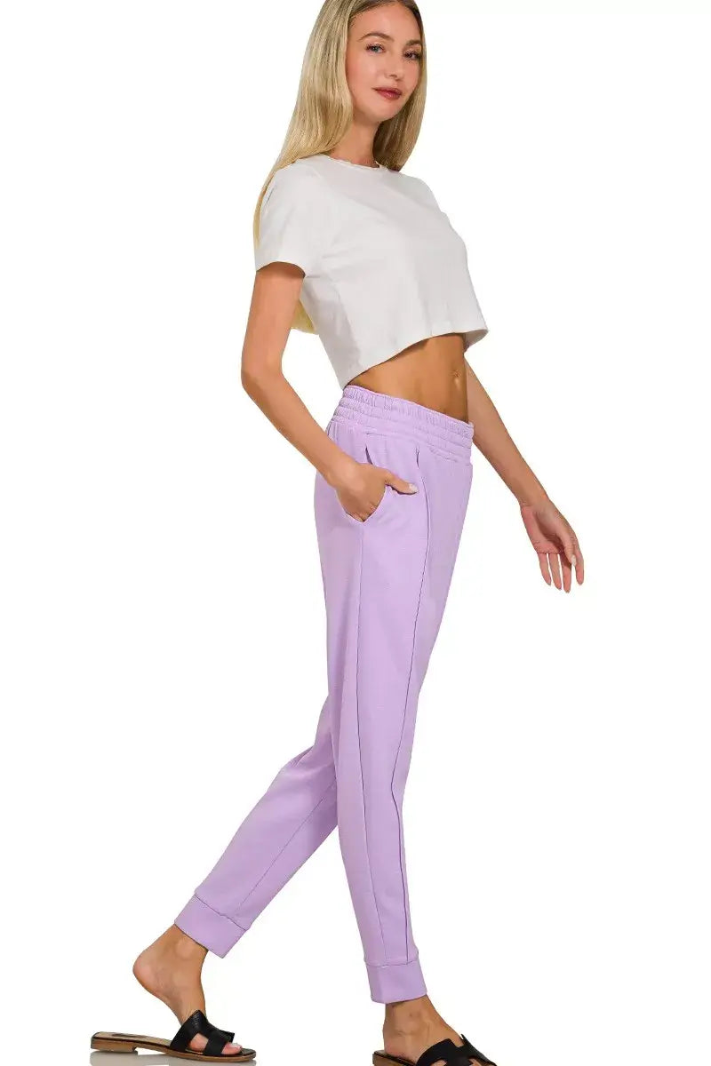 Zenana Scuba Mock Neck Sweatshirt and Joggers Set - Trendsi - Flyclothing LLC