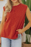 Side Slit Round Neck Sweater Vest - Trendsi
