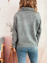 Ribbed Hem Raglan Sleeve Sweater - Trendsi - Flyclothing LLC
