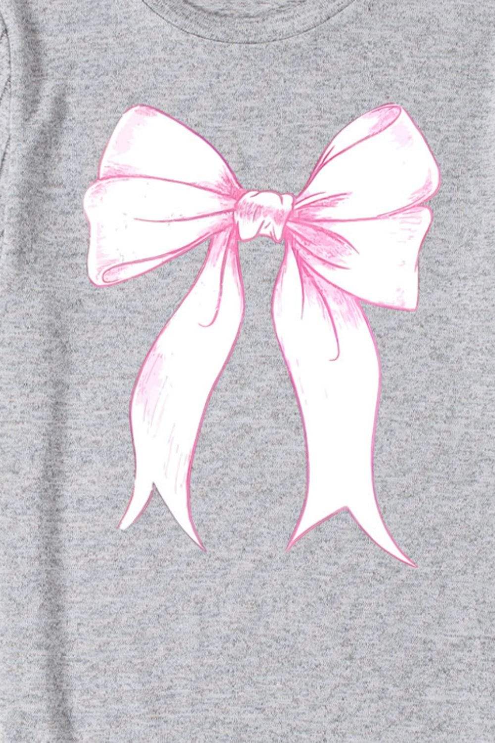 Bow Graphic Round Neck Short Sleeve T-Shirt - Trendsi - Flyclothing LLC