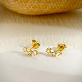 Womens Brass Earrings Set With Silver Needles And Real Gold Plating - My Store - Flyclothing LLC