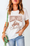 Cowboy Graphic Round Neck Short Sleeve T-Shirt - Trendsi - Flyclothing LLC