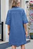 Johnny Collar Half Sleeve Denim Dress - Trendsi - Flyclothing LLC