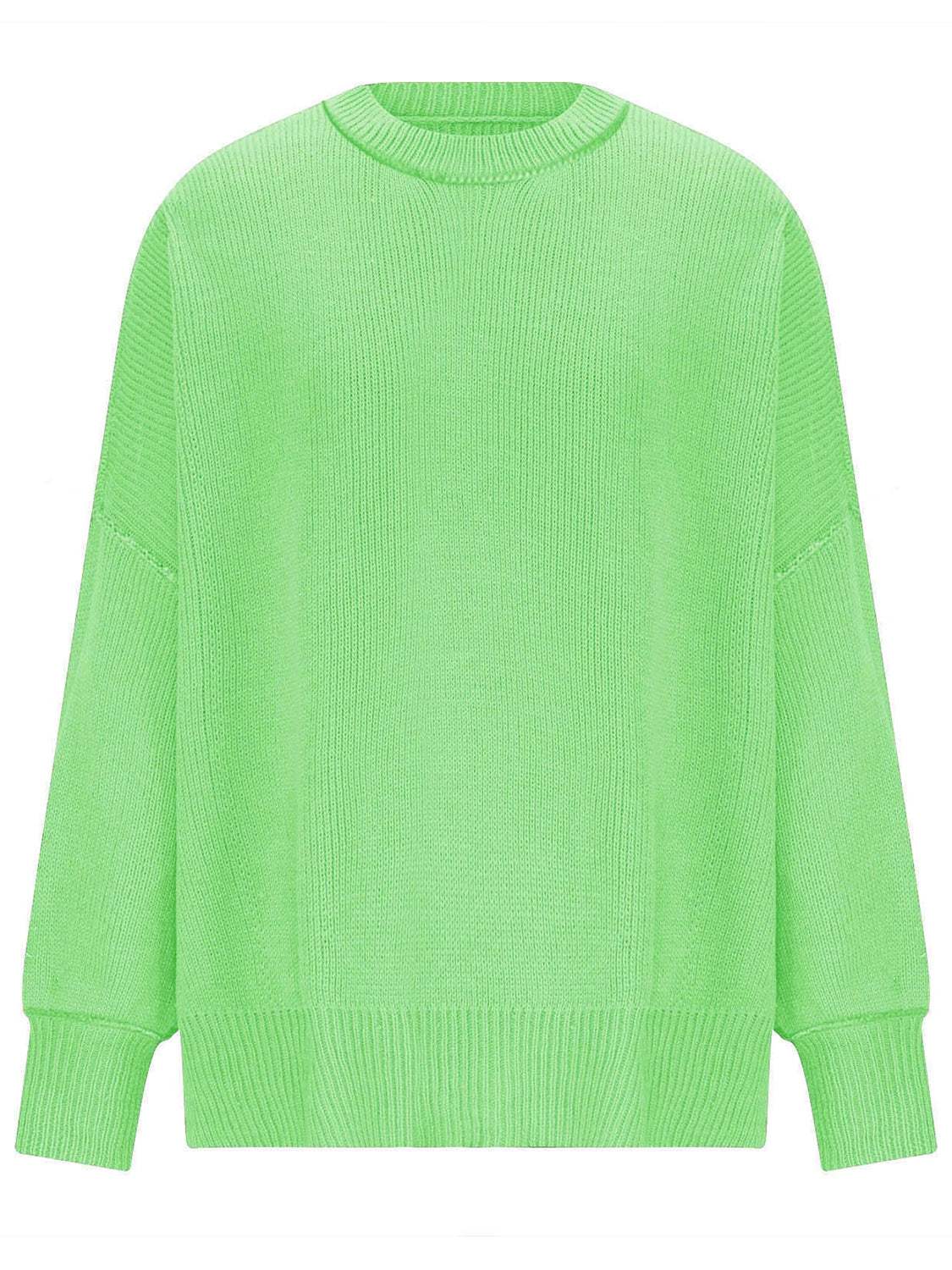 Round Neck Long Sleeve Sweater - Trendsi - Flyclothing LLC