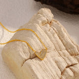 18K Gold-Plated Rhinestone Heart Necklace - Trendsi - Flyclothing LLC
