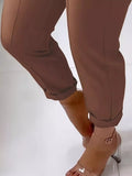 High Waist Belted Slim Fit Ankle Pants - Trendsi - Flyclothing LLC
