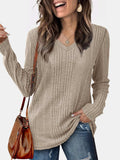 V-Neck Long Sleeve T-Shirt - Trendsi - Flyclothing LLC