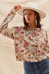 SO ME Floral Print Button Front Sweater Cardigan - Trendsi - Flyclothing LLC