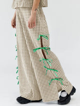 Side Tied Plaid Pants - Trendsi - Flyclothing LLC